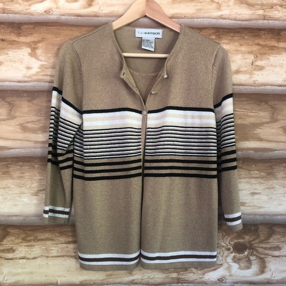 Sag Harbor striped layered cardigan & mock shell size small - Picture 8 of 10